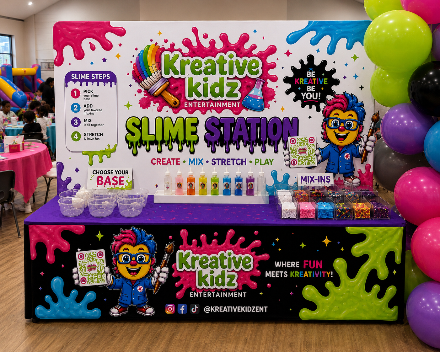 Kids enjoying a Kreative Kidz slime experience